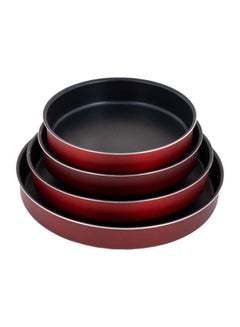 اشتري Vetro 4-Pieces Round Pan Non Stick (Coating Interior) 24X5Cm  Wine Red K797007/4S في السعودية