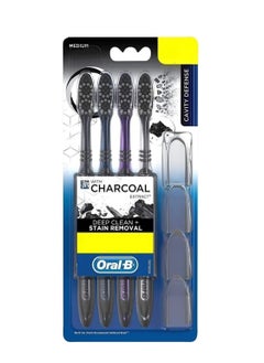 Buy Oral-B Katie Defense Adult Black Manual Toothbrush with Charcoal Extract - Medium (Pack of 4) in Saudi Arabia