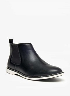 Buy Men Solid Chelsea Boots with Gusset Detail and Zip Closure in UAE