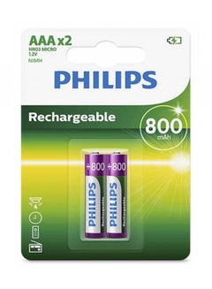 Buy 800mAh NiMH Rechargeable AAA x 2 Batteries in UAE