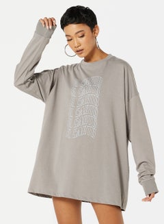 Buy Wave Graphic Oversized T-Shirt Dress in UAE
