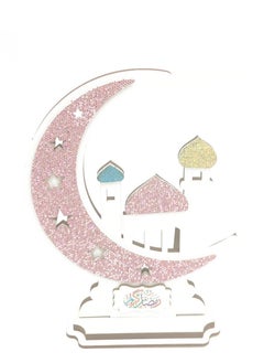 Buy Handmade decorations made of wood with a Ramadan moon design containing the phrase Ramadan Kareem in Saudi Arabia