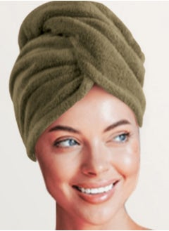 Buy 2Pieces Drying hair set, Wrap bonnet+ hair tie Anti-tangle, Dark green in Egypt