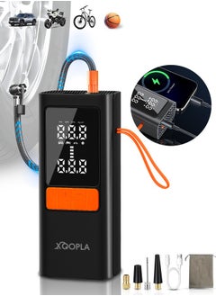 Buy Digital Car Tire Inflator , Cordless Portable Air Compressor , Electric Air Pump with 6000mAh/22.2Wh/11.1V Battery Power Bank and Auto Stop Fuction, SOS Emergency LED Light/LCD Screen/4 Nozzle,Cycle Tyre Inflator for Car,Motorcycle,Bicycle,Ball in UAE