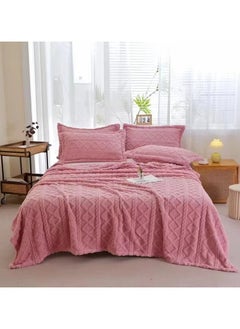 اشتري COMFY SOFT & FLUFFY 3PC BLANKET SET KINGSIZE- 1 BLANKET & 2 PC PILLOW COVER SET PINK في الامارات