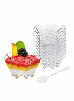 Buy 100pcs Mini Parfaits Dessert Cups with Spoons, Clear Small Serving Disposable Bowl Dessert Plates for Chocolate Desserts, Appetizers in UAE