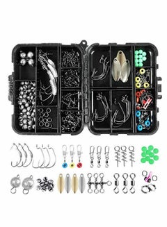 Buy 155 Pcs Carp Fishing Tackle in Box, Fishing Accessories Kit Including Fishing Hooks, Safety Clips Hooks, Fishing Line Beads, Boilie Stops, Sea Beans, Tubing and other Accessories in UAE