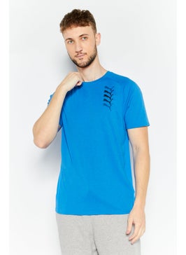 Buy Men Sportswear Fit Short Sleeves Training T-Shirt, Blue in UAE