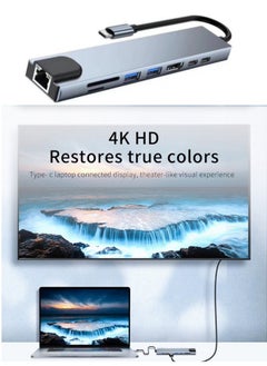 اشتري الناقل التسلسلي العام 8 في 1 نوع ج 3 1-4k HDTV محور محول ، مع فريق العمل قارئ بطاقة RJ45 PD PD شحن سريع ، ومناسبة لأجهزة الكمبيوتر المحمول ماك بوك في الامارات