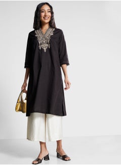 Buy V-Neck Solid Kurti in Saudi Arabia