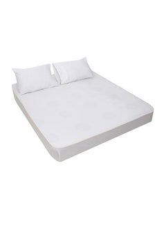 اشتري MEHALLA Fitted Sheet Set - Square Sateen  - Queen White في مصر