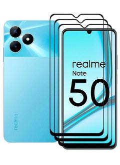 اشتري 3 Pieces Tempered Glass Screen Protector 5D Designed For Realme Note 50 Full Glue Edge to Edge Full Screen Coverage And Bubble Free في الامارات