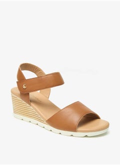 Buy Women Solid Wedge Heel Sandals with Hook and Loop Closure in Saudi Arabia