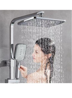 Buy 1-Set Shower System Triple Function Bathroom Shower Faucet Rainfall Shower Head with Handheld Adjustable Complete Set Tub Spout Wall Mount Tap Set Silver in UAE