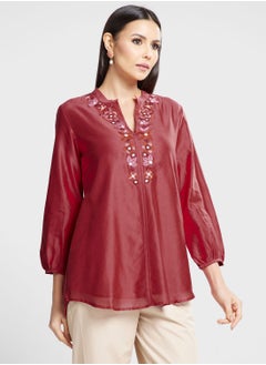 اشتري Embroidered V-Neck Tunic في الامارات