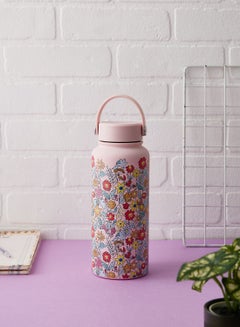 Buy 1L Pink Floral Stainless Steel Thermos Bottle in UAE