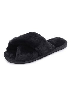 Buy Cross Designed Bedroom Slippers Black in Saudi Arabia