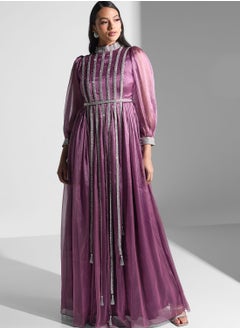 Buy Embellished Puff Sleeve Dress in Saudi Arabia