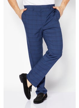 اشتري Men Slim Fit Windowpane Dress Pants, Navy في السعودية