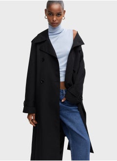 Buy Pocket Detail Longline Trench Coat in UAE