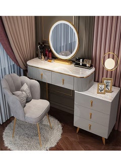 اشتري Makeup Vanity Table Dressing Table Flip Mirror With Drawers And Chair 100 CM في الامارات