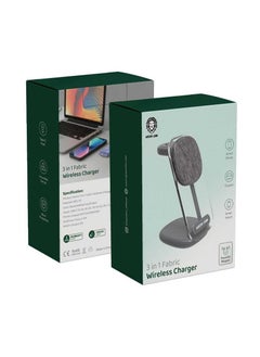 Buy Green Lion 3 in 1 Fabric Wireless Charger 15W - Grey in UAE