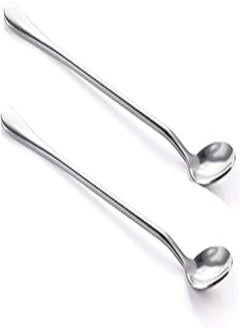 Buy Long Handled Stainless Steel Coffee Spoon Ice Cream Dessert Tea Spoon for Kitchen Accessories - 2 Pieces in Egypt