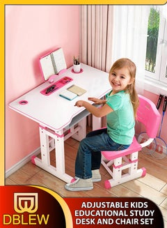 Buy Adjustable Kids Study Desk And Chair Set Educational Table with Ergonomic Design Safe Construction Ample Storage Ideal for Home Learning Nursery Creativity Growing with Your Baby Child in UAE
