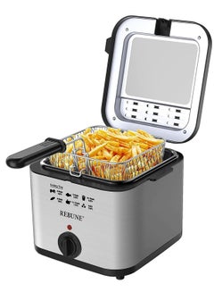 اشتري REBUNE RE-11-048 Electric Fryer 1800W Deep Fat Fryer 2.5 Liter Capacity Silver Black في الامارات