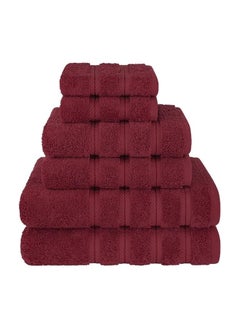 Buy Towel Set Luxury Hotel Quality 600 GSM Genuine Combed Cotton, Super Soft & Absorbent Family Bath Towels 6 Piece Set -  2 Bath Towels, 2 Hand Towels, 2 Washcloths - Burgundy Red in UAE