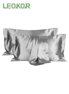 Buy 2PCS Soft Cooling Washable Both Sided Pure Silk Pillow Cover Mulberry Silk Pillowcase for Hair and Skin  (Gray,48*74CM) in Saudi Arabia