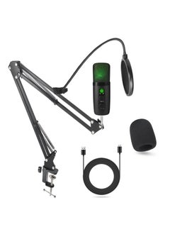 Buy USB Condenser Microphone Podcast Condenser Metal Mic Kit with Stand for Recording Gaming Singing in Saudi Arabia