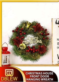 Buy 10 Inch Hanging Christmas Door Wreath Artificial Traditional Xmas Wreath Festive Decor Golden Bells Red Berries Merry Christmas Indoor Outdoor Holiday Ornament Home Door Office Wall Shop Window Tree in UAE