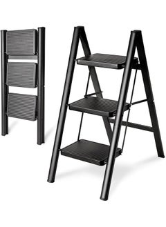 Buy Folding Ladder,Grade 3 All-Steel,Folding Step Stool,Sturdy and Durable,With Non-slip Wide Treads,Suitable for Home/Office(150 Kg Capacity) in Saudi Arabia