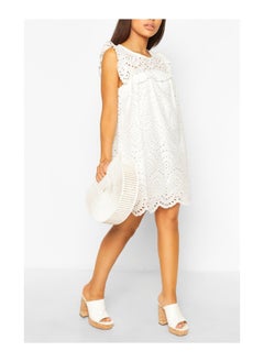 Buy Petite Frill Detail Broderie Smock Dress in UAE