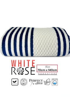 Buy Soft And Absorbent Single Pcs Bath Towel 550GSM - Bathroom Towel Waffle Collection (70x140cm) Blue in Saudi Arabia