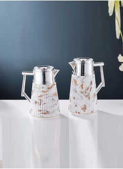 Buy Royal Camel Thermos Set Of 2 Pieces For Coffee And Tea Light Marble/silver1 Liter And 0.5 Liter in Saudi Arabia