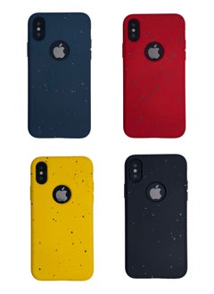 Buy 4 Covers Pack for iPhone X XS Dotted Design bundle offer Pack Feel Glow Luxury PKK Silicone Case (Multi Colour) in UAE