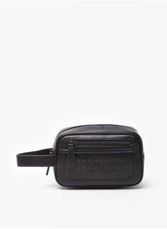 Buy Men's Monogram Pouch with Zip Closure and Wristlet Strap in Saudi Arabia