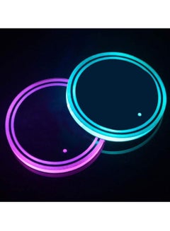 Buy LED Cup Holder Lights, 2pcs LED Car Coasterss with 7 Colors Luminescent Light Cup Pad, USB Charging Cup Mat for Drink Coaster Accessories Interior Decoration Atmosphere Light in Saudi Arabia