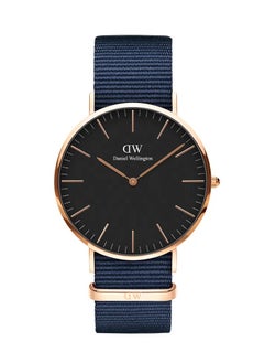 اشتري 40mm Classic Black Men's Watch with Navy Blue Nylon Strap في السعودية