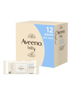 Buy AVEENO Baby Daily Care Wipes - Cleanse Gently and Efficiently - Baby Wipes - Baby Essentials - 72 Wipes, Lid On Each Pack, Pack of 12 (864 Wipes in Total) in UAE