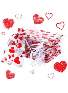 اشتري 80 Pieces Heart Candy Bags Organza Jewelry Pouches 10 X 8 Cm Pouch Drawstring Bags For Jewelry Packaging Valentine'S Day Wedding Festival Party Supply في الامارات