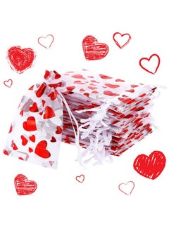 اشتري 80 Pieces Heart Candy Bags Organza Jewelry Pouches 10 X 8 Cm Pouch Drawstring Bags For Jewelry Packaging Valentine'S Day Wedding Festival Party Supply في الامارات