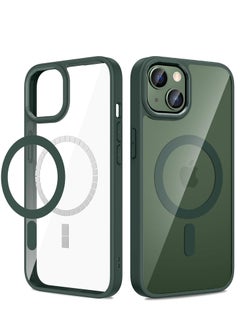 Buy for iPhone 13 & iPhone 14 Magnetic Case Compatible with MagSafe, Clear Hard PC Back + Soft TPU Frame Slim Resist Scratches Shockproof Bumper Case for iPhone 13 / iPhone 14 6.1" -GREEN in Egypt