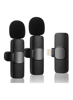 Buy 2 Pcs K9 Wireless Lavalier Microphone For iPhone iPad, Wireless Mic Playback Compass For Recording, Live Streaming, YouTube, Tik Tok, Facebook, Auto Noise Reduction Sync in UAE