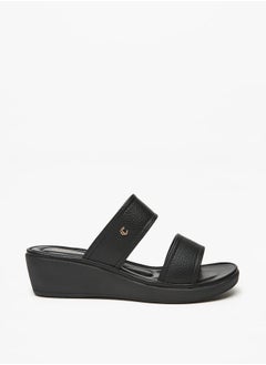 Buy Women's Textured Slip-On Flatform Heeled Sandals in UAE