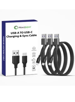 Buy [3 PACK] USB A TO MICRO Cable 1/2/2 meter fast charging Compatible Samsung and Huawei Black in Saudi Arabia