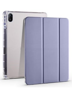 Buy Case Compatible with Huawei MatePad SE 11 inch 2024,Smart Slim Trifold Stand Auto Sleep/Wake Cover with Pencil Holder, Clear Transparent Back Shell (Purple) in Saudi Arabia