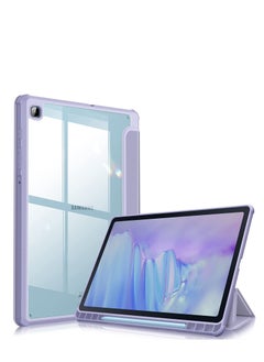 اشتري Hybrid Slim Case Samsung Galaxy Tab S6 Lite 10.4 Inch 2022/2020 with S Pen Holder Shockproof Cover with Clear Transparent Back Shell with Screen Protector (Purple) في الامارات